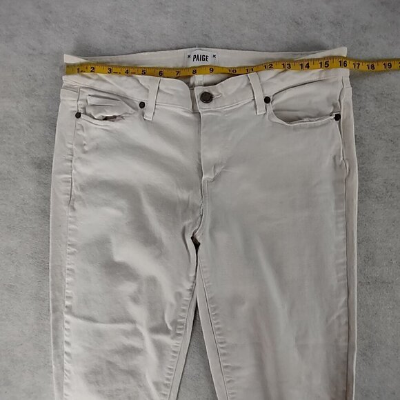 Paige Kylie Crop White Jeans With 5 Pockets Zip Fly With Button Closure Size 32 - Picture 6 of 12